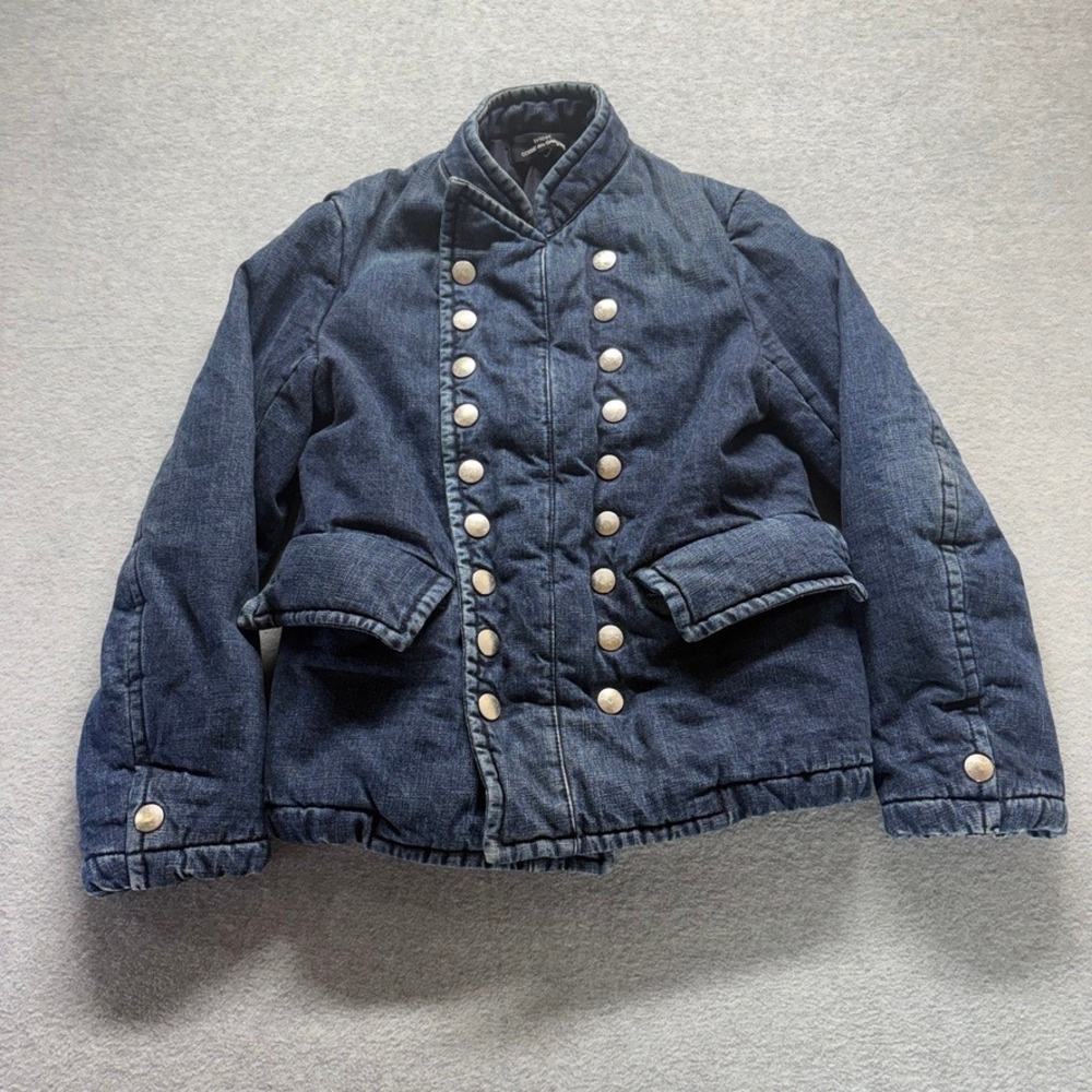 VTG Tricot Comme des Garcons Military Jacket Womens Medium Blue Double Breasted